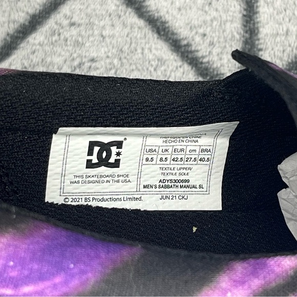 DC x Black Sabbath Skateboard Slip On Purple Tie Dye Sneakers NWT - Picture 6 of 8